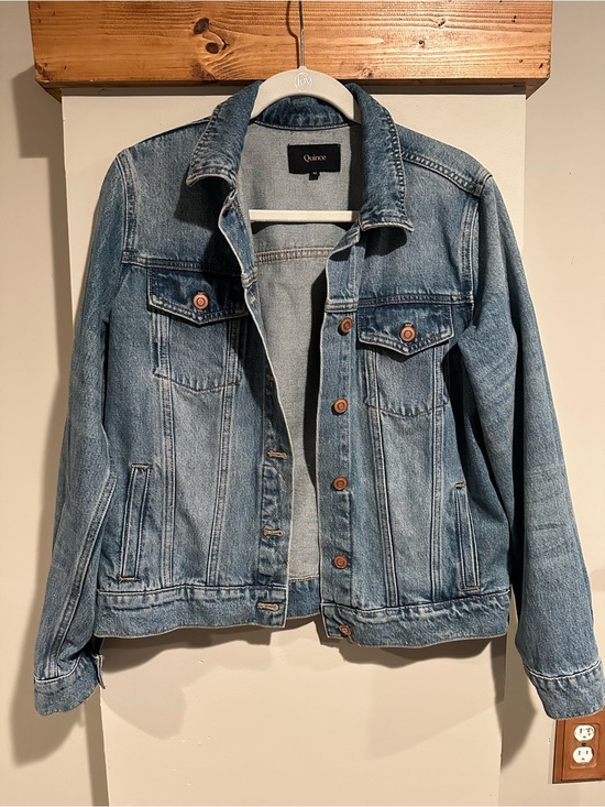 Quince Jackets & Blazers - Quince Medium Wash Blue Denim Jacket - Classic Jean Coat